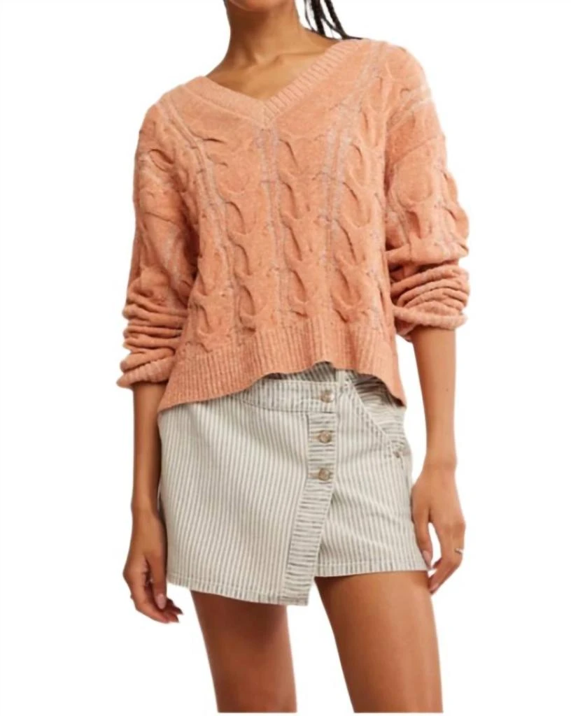 Free People Free People - Washed Cable V-neck Sweater 1