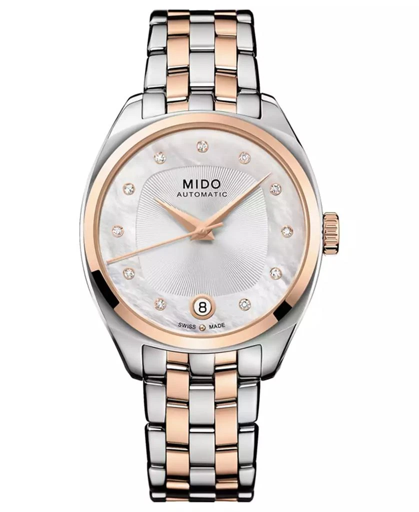MIDO Women
s Swiss Automatic Belluna Royal Lady Diamond (1/20 ct. t.w.) Two-Tone PVD Stainless Steel Bracelet Watch 33mm 1