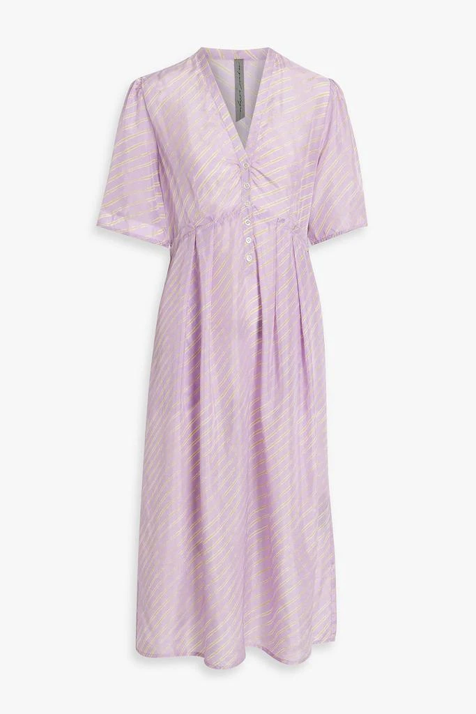 RAQUEL ALLEGRA Striped silk-twill midi dress 1