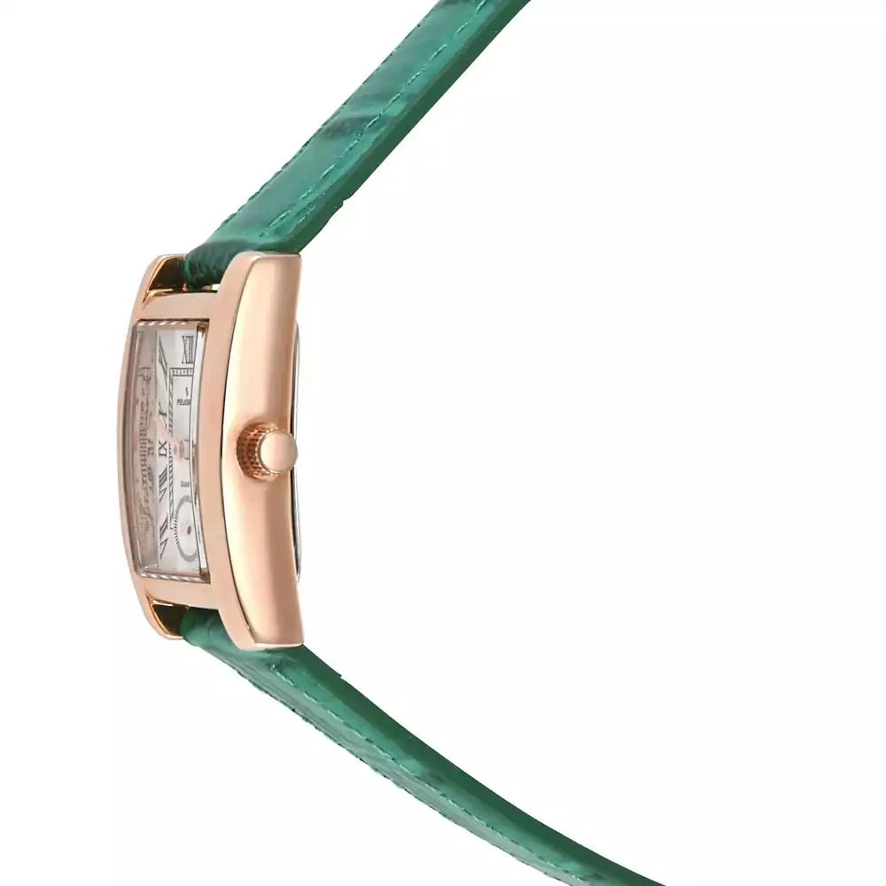 Peugeot Women
s Contour Tank Shape Case Green Watch with Roman Numerals 3
