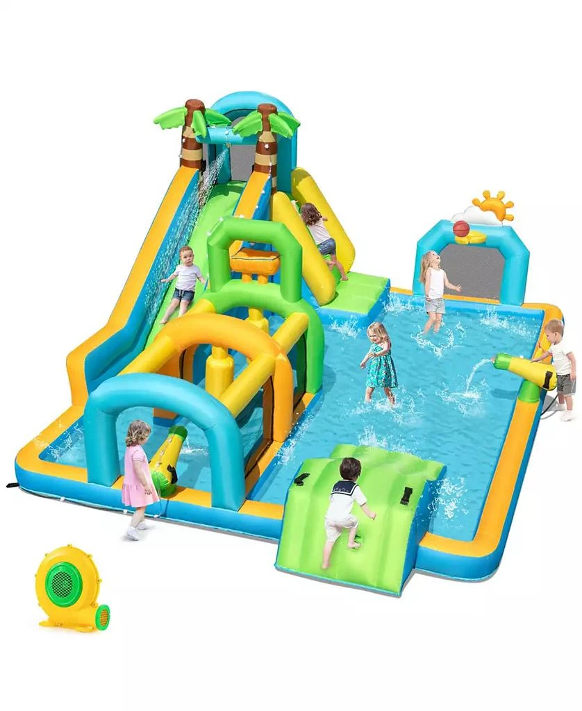 SUGIFT Inflatable Water Slide Tropical Theme Dual Slide Aqua Park with 680W Blower 4