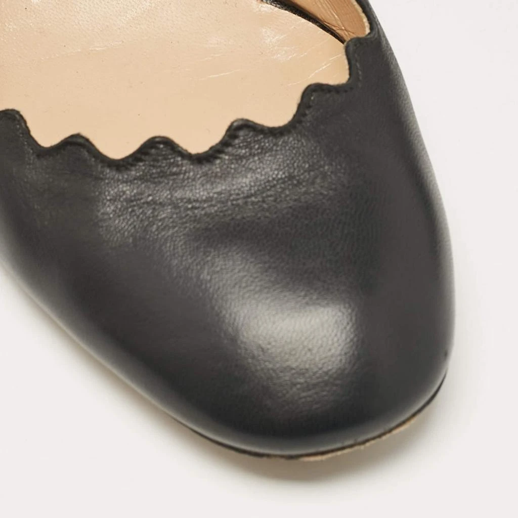 Chloé Chloe Black Scalloped Leather Lauren Pumps Size 39.5 7