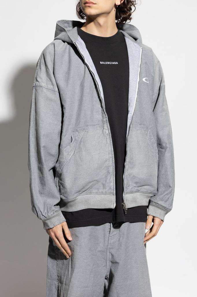 Shop Balenciaga Loop Sports Icon Embroidered Zipped Hoodie