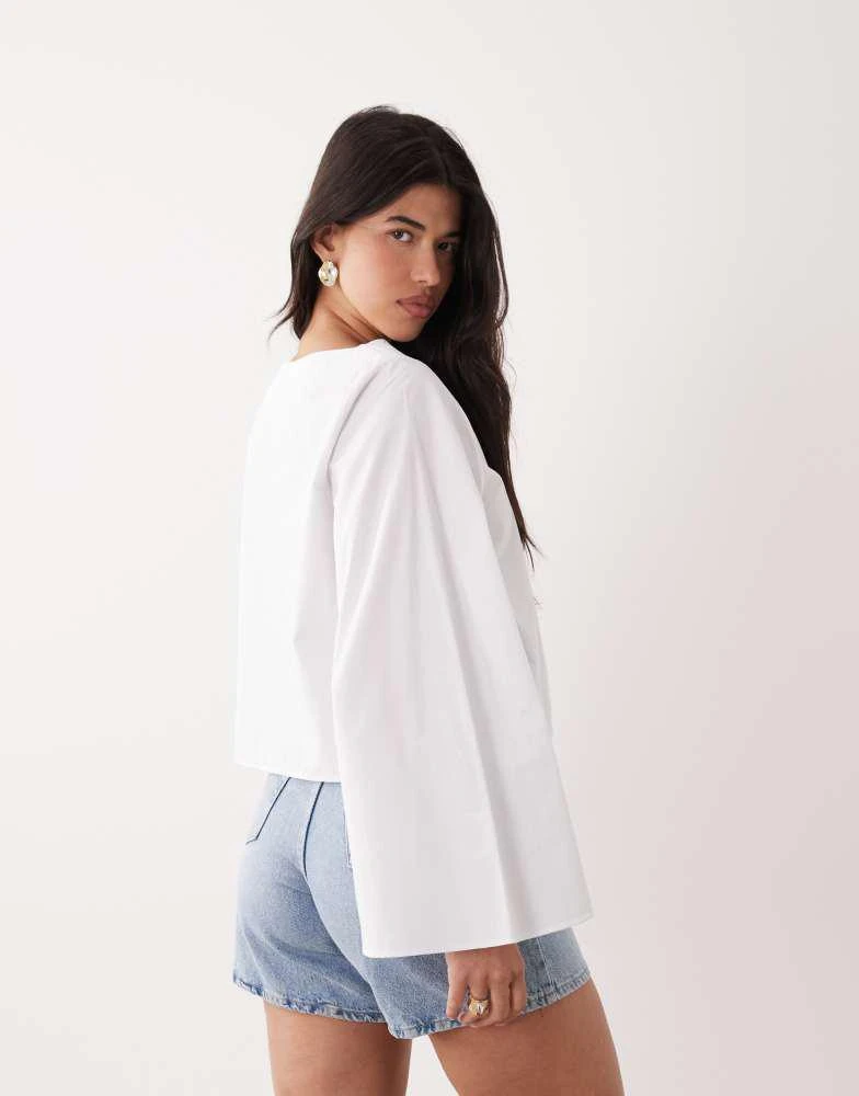ASOS ASOS DESIGN extreme flute sleeve top in white 4