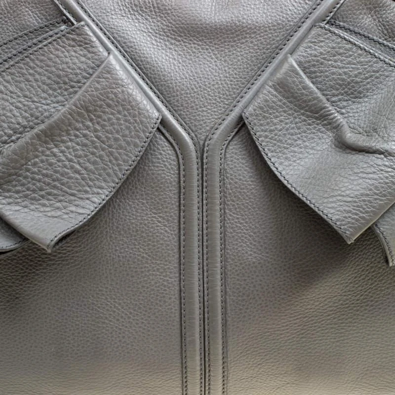 Yves Saint Laurent Yves Saint Laurent Grey Leather Large Obi Bowler Bag 5