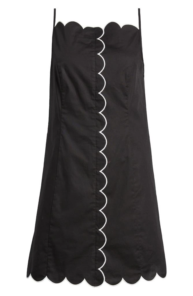 Charles Henry Scallop Detail Stretch Cotton Minidress 5