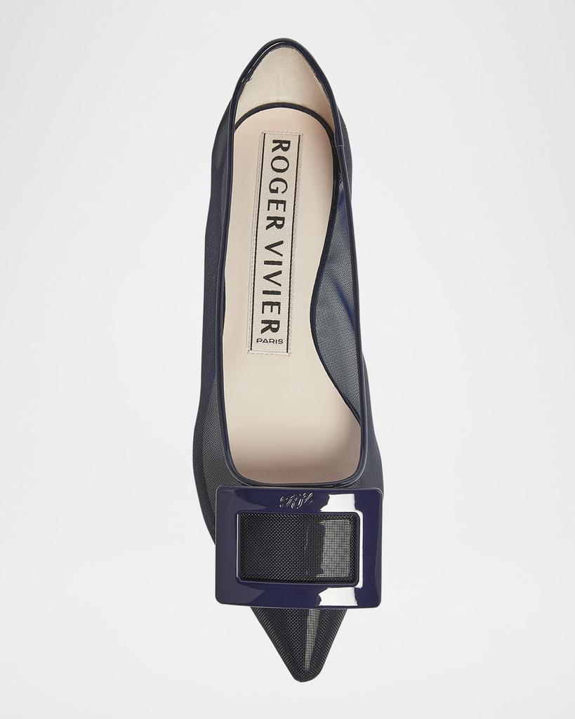 フラットシューズ ROGER VIVIER GOMMETTINE NET BALLET FLATS ROGER VIVIER Gommettine buckled mesh ballet flats | NET-A-PORTER