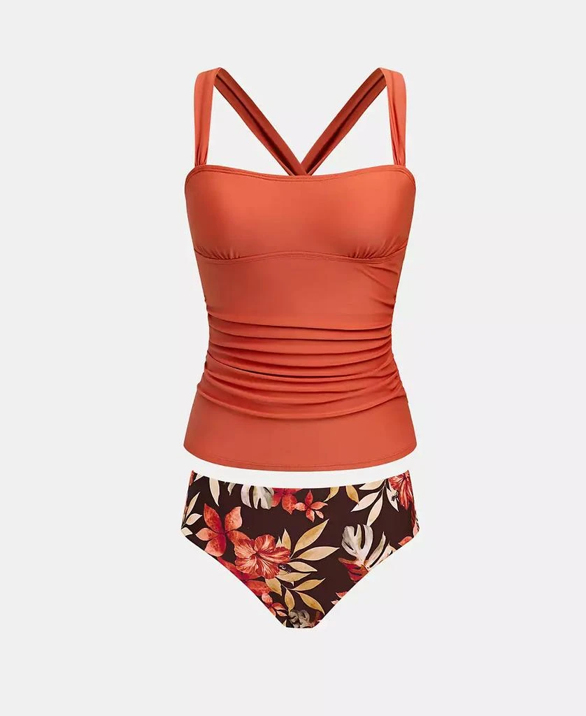 Cupshe Women
s V-Neck Cross-Back Tankini Set with Reversible Bottom 4