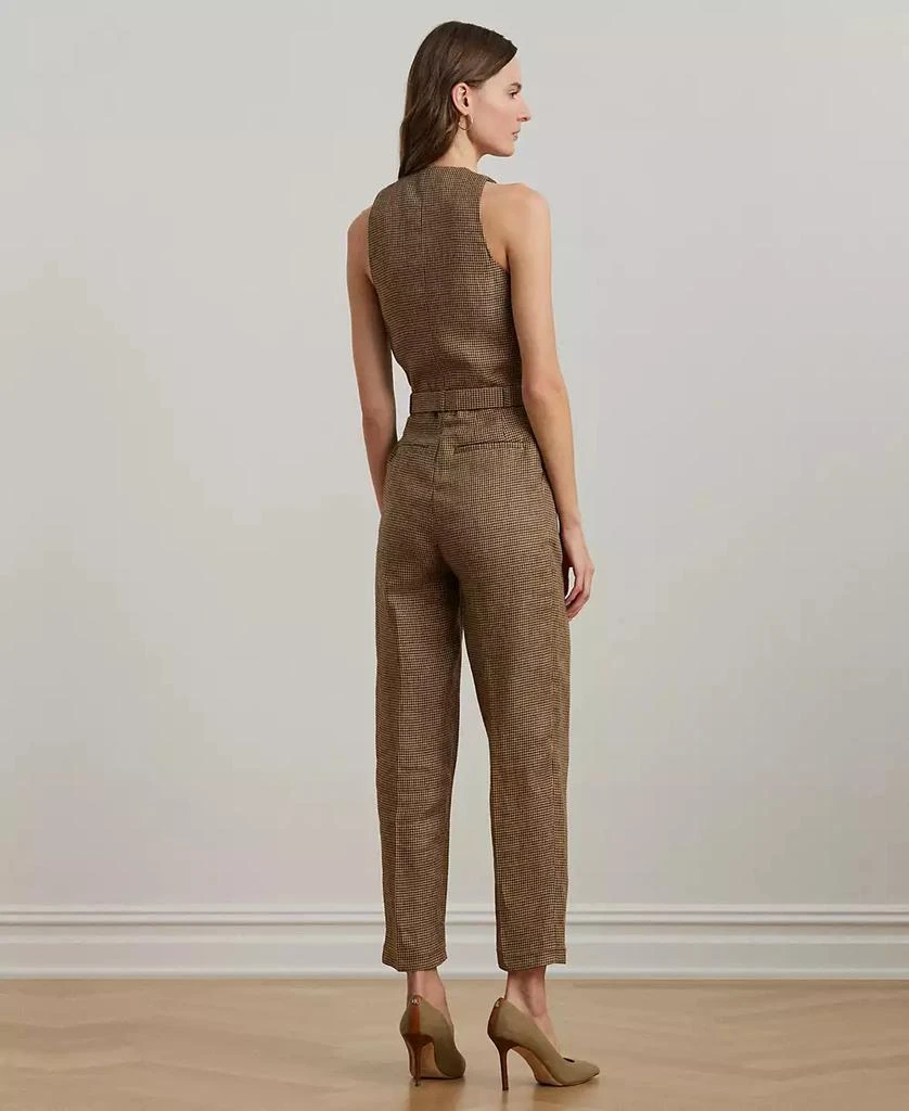 Ralph Lauren Women's Houndstooth Belted Linen Jumpsuit 2