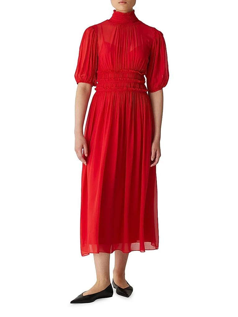 Rebecca Taylor Chiffon Smocked-Waist Dress 2