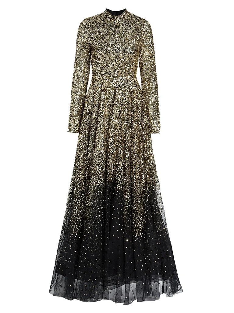 Atelier Prabal Gurung Ina Sequin-Embroidered Long-Sleeve Gown 1