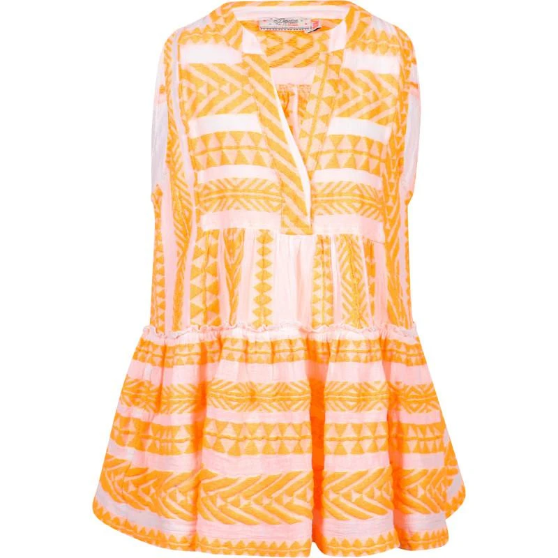 Devotion Geometric print sleeveless shirt in orange and off white from undefined