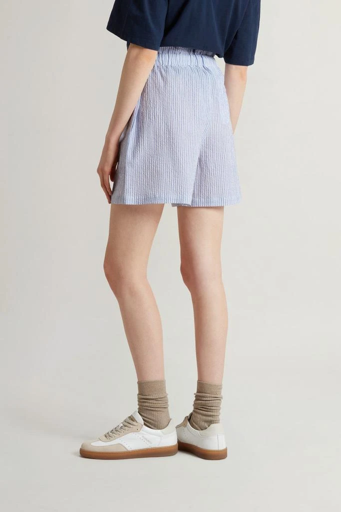 Woolrich Seersucker Cotton Shorts - Women - Blue 3