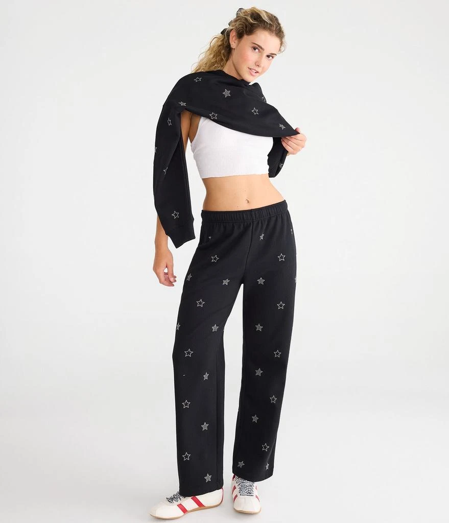 Aeropostale Cloud Soft Rhinestone Stars High-Rise Wide Leg Sweatpants 2