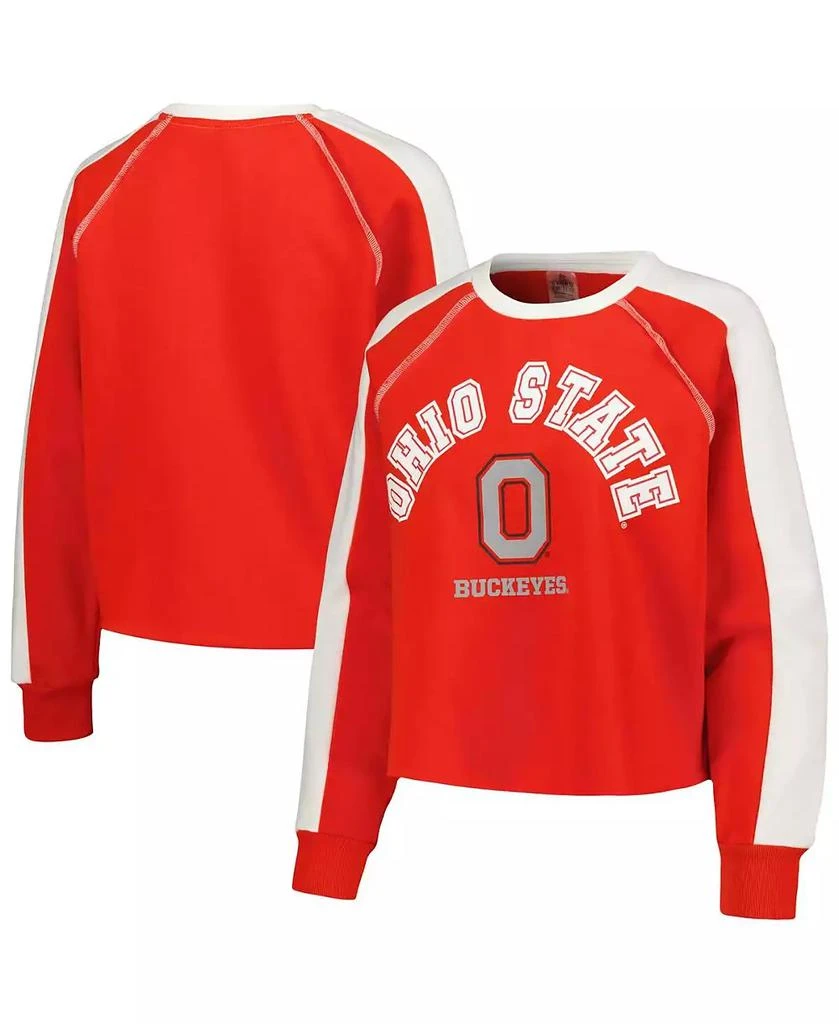Gameday Couture Women's Scarlet Ohio State Buckeyes Blindside Raglan Cropped Pullover Sweatshirt 1