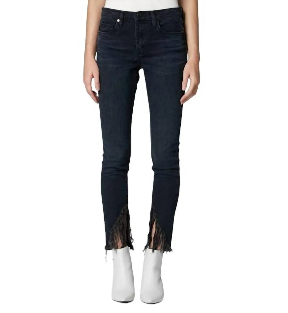 Blank NYC Bond Frayed Slanted Hem Skinny Jean In Dark Blue 1