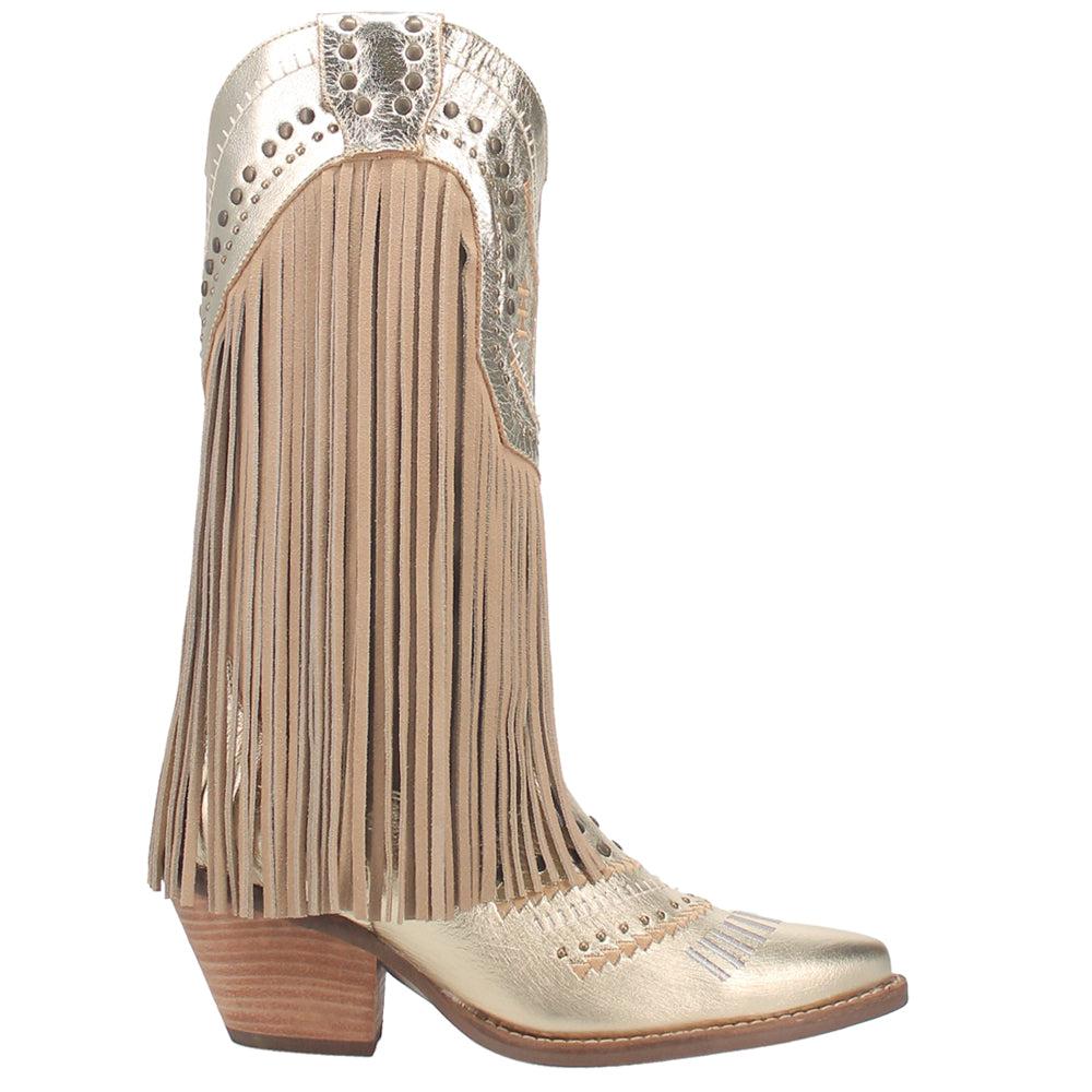 Dingo Gypsy Studded Fringe Metallic Snip Toe Cowboy Boots