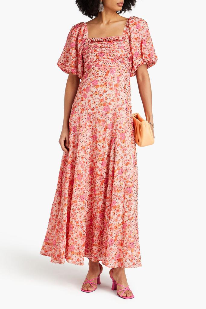 BYTIMO Sequin-embellished floral-print georgette maxi dress