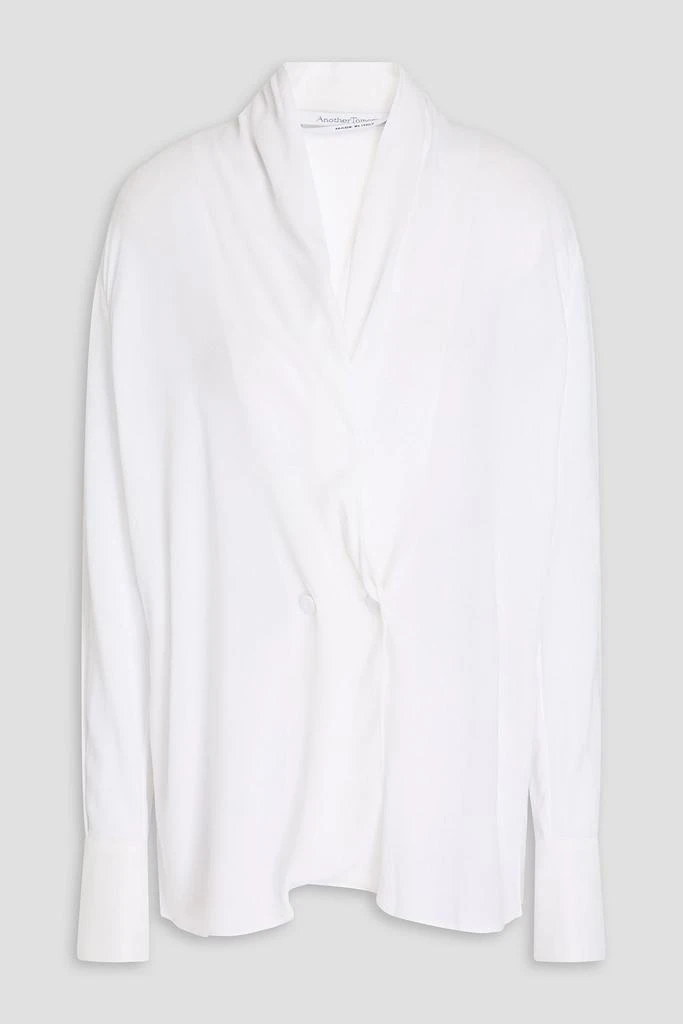 ANOTHER TOMORROW Draped stretch-crepe blouse 1