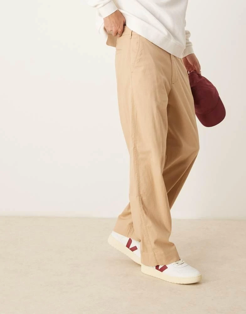 Abercrombie & Fitch Abercrombie & Fitch baggy linen trouser in beige 2