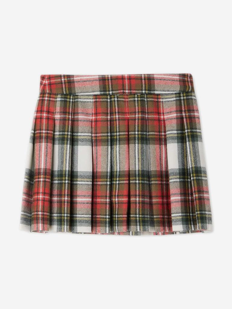 Bonpoint Bonpoint Girls Talissa Tartan Wool Skirt in Red