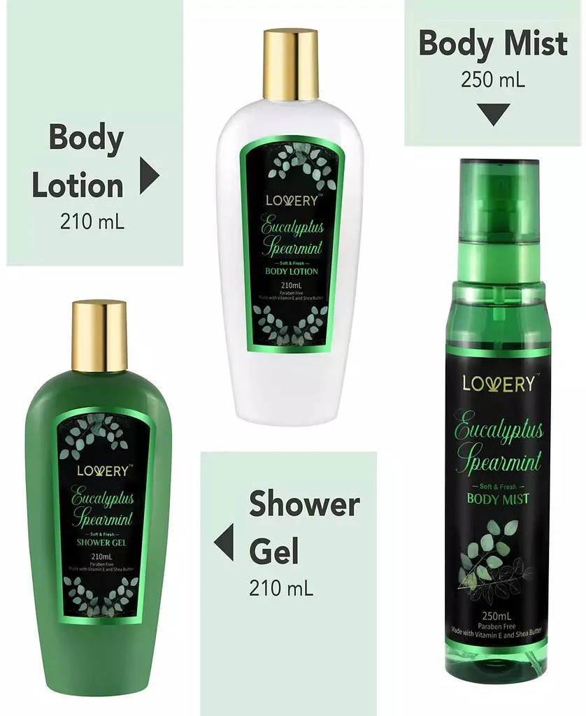 Lovery 3-Pc. Eucalyptus Spearmint Bath 
Body Set 2