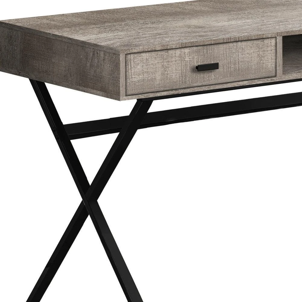 Hivvago 47" Taupe and Black Computer Desk With Two Drawers 2