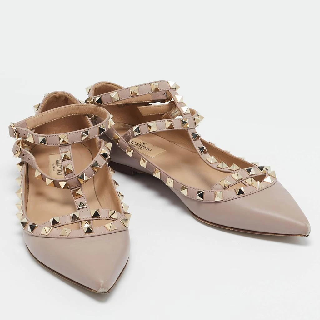 Valentino Valentino Beige Leather Rockstud Cage Ballet Flats Size 38 4