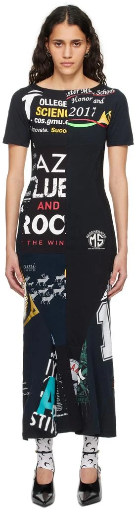 MARINE SERRE Black Regenerated Graphic Maxi Dress 1