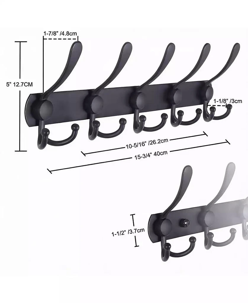 YIGII Durable Stainless Steel 5-Tri Hook Wall Rack for Hats, Coats, Towels, Blue 5