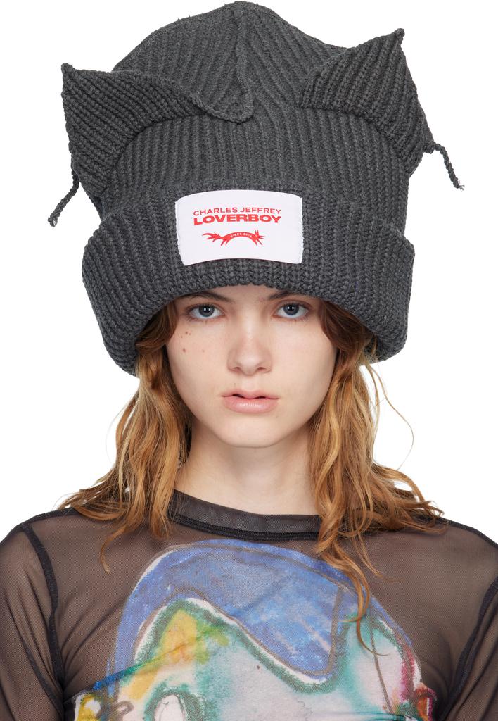 Charles Jeffrey Loverboy Beige Supersized Lion Beanie - Hats