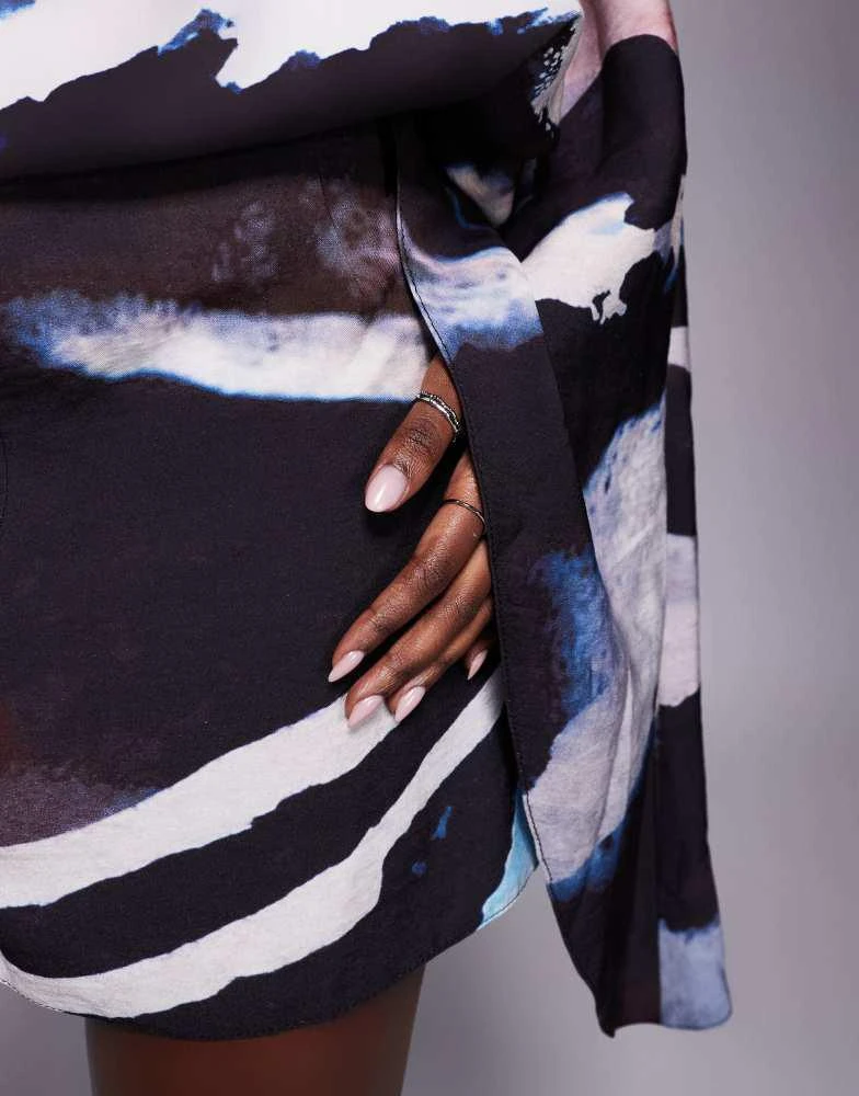 ASOS ASOS DESIGN batwing overlay playsuit in abstract print 3