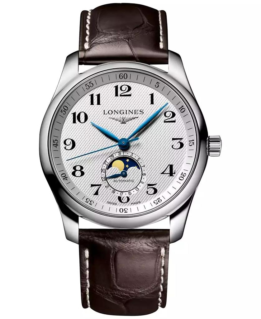 Longines Men's Swiss Automatic Master Brown Leather Strap Watch 40mm