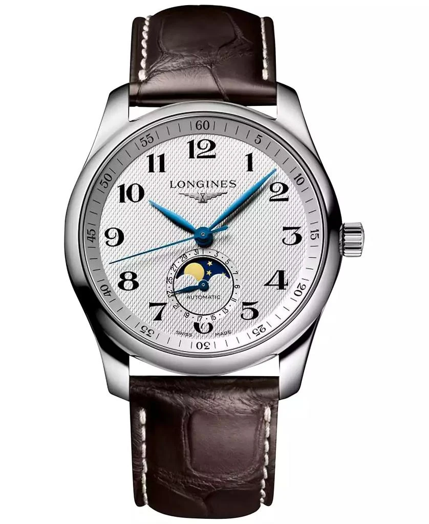 Longines Men's Swiss Automatic Master Brown Leather Strap Watch 40mm 1