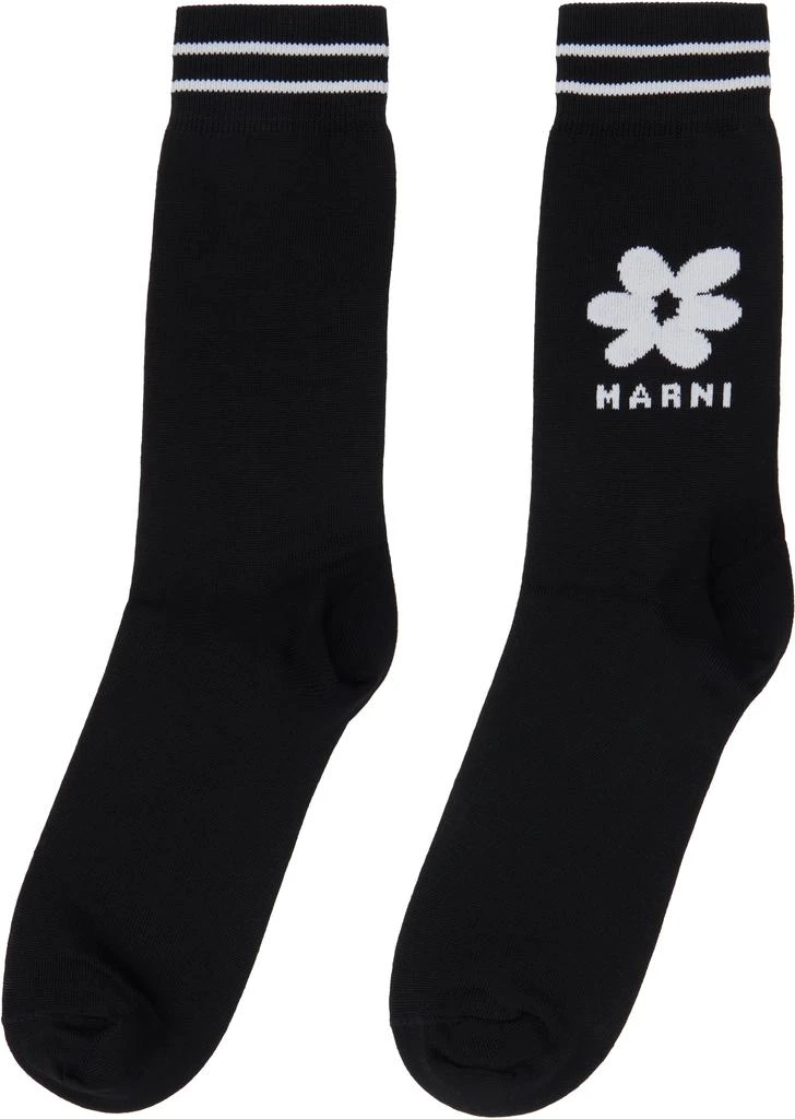 Marni Black Jacquard Flower Socks 2