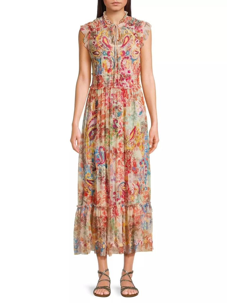 Johnny Was Mazzy Embroidered Mesh Dress 3