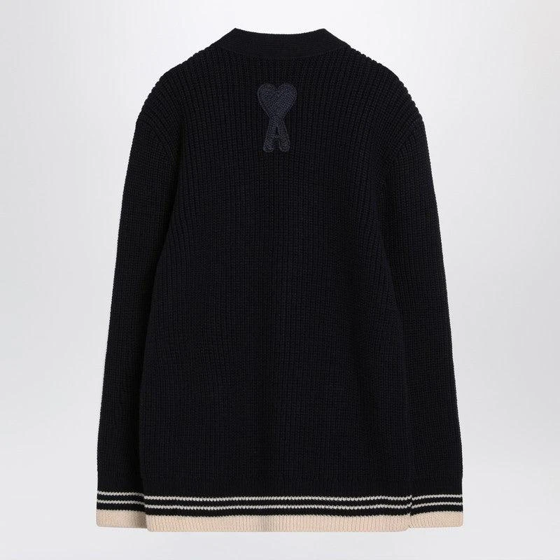 AMI Men's blue Cardigan In Wool Knit 2