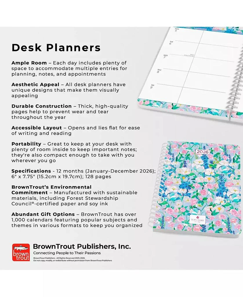 BrownTrout House of Turnowsky OFFICIAL | 2026 6 x 7.75 Inch Weekly Desk Planner | Foil Stamped Cover 5
