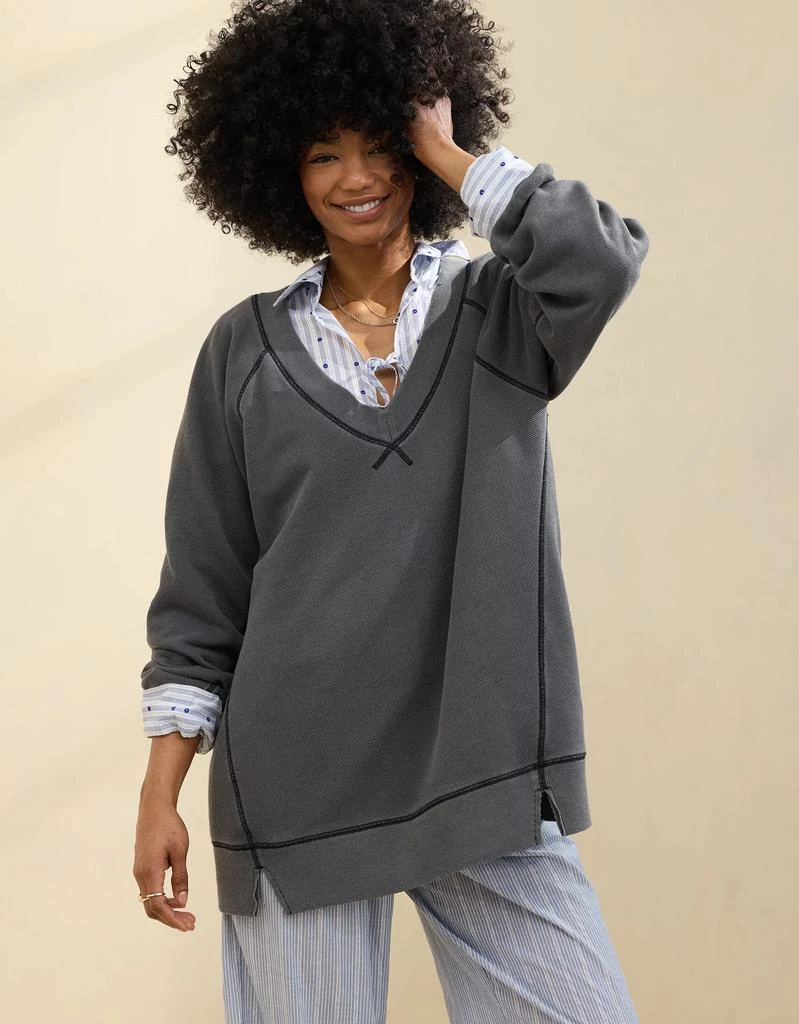 Aerie Aerie Downtime Textured V-Neck Sweatshirt 5