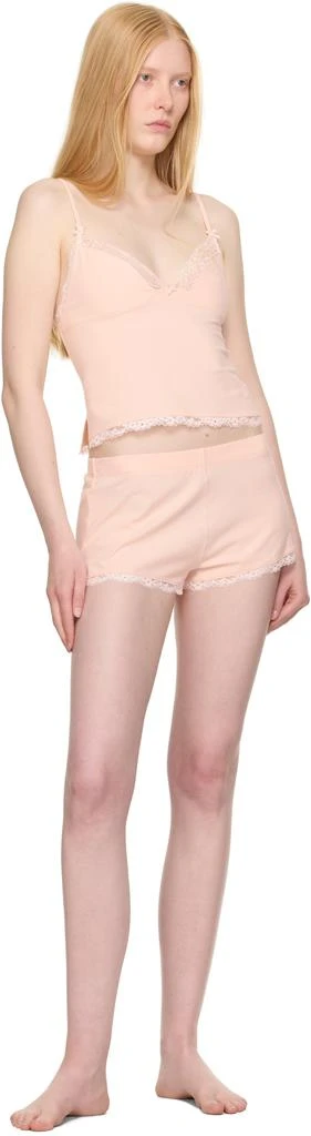 SKIMS Pink Cotton Jersey Lace Cami & Short Set 4