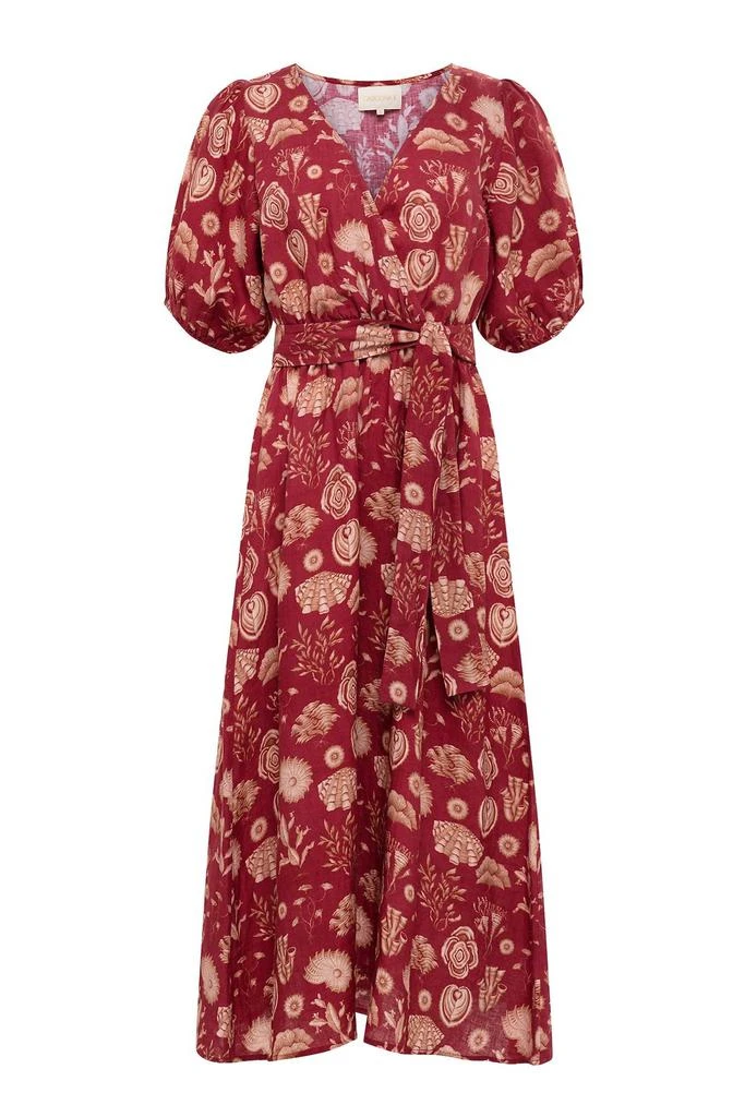 Carolina K Florita Midi Dress In Corals Burgundy 1
