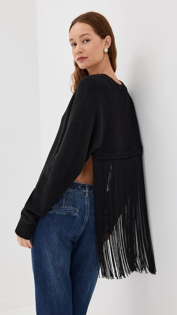 Tibi Fringed Half Cardigan Soft Sweater 1