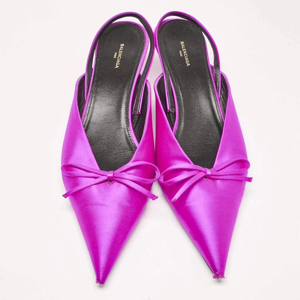 Balenciaga Balenciaga Magenta Satin Knife Bow Slingback Pumps Size 41 3