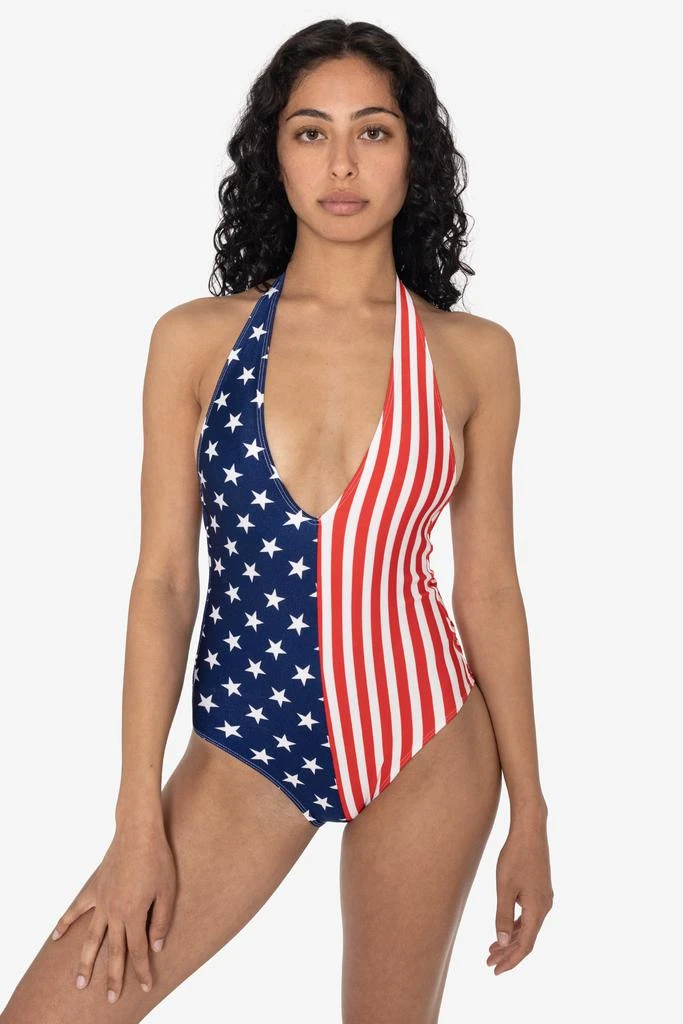 Los Angeles Apparel RNT342P - Printed 2-Tone Halter One Piece 4
