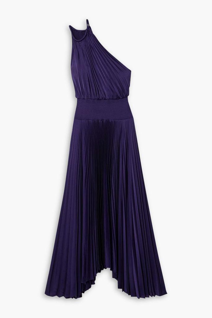 A.L.C. Ruby asymmetric pleated satin midi dress