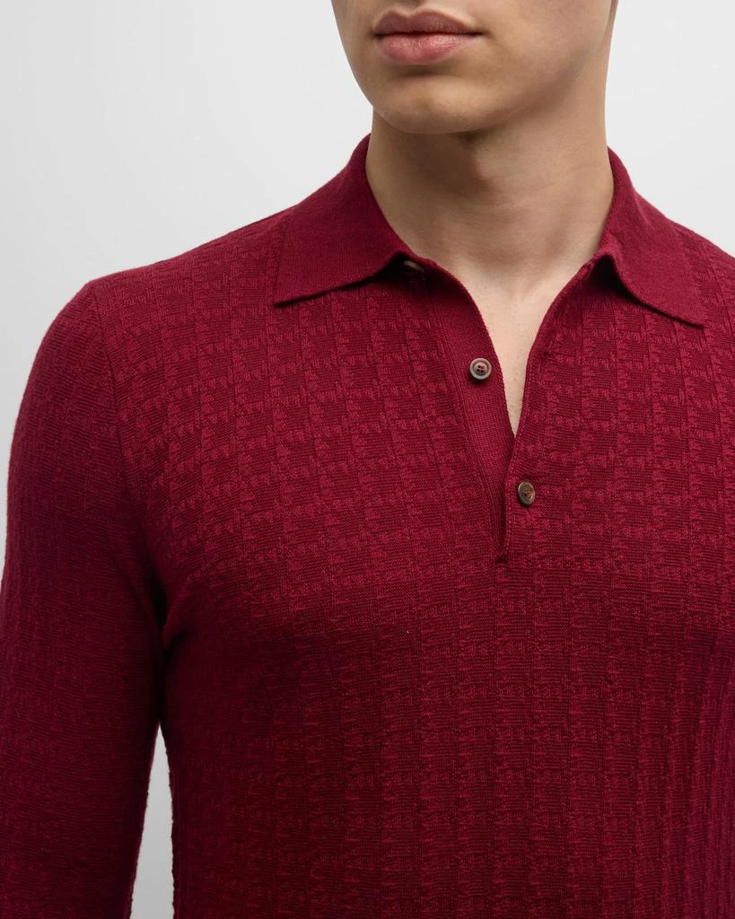 Canali Men's Solid Textured Polo Shirt 5