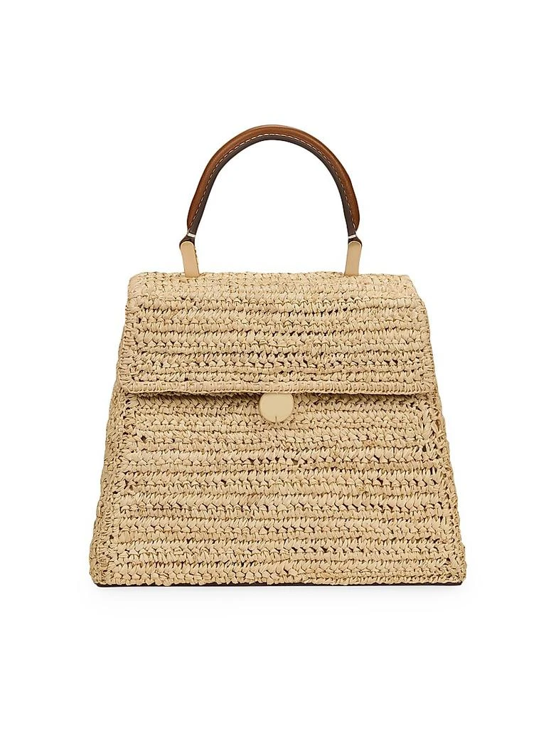 Cult Gaia Sybil Raffia & Leather Top Handle Bag 1