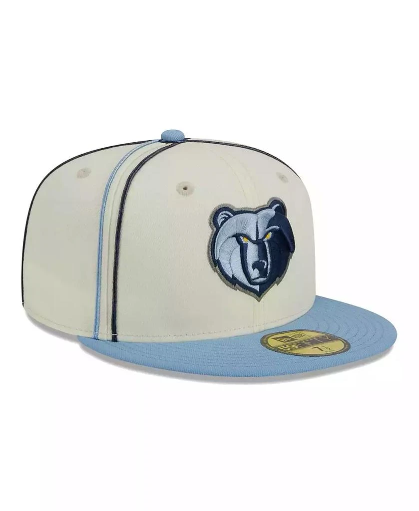 New Era Men's Cream, Light Blue Memphis Grizzlies Piping 2-Tone 59FIFTY Fitted Hat 3