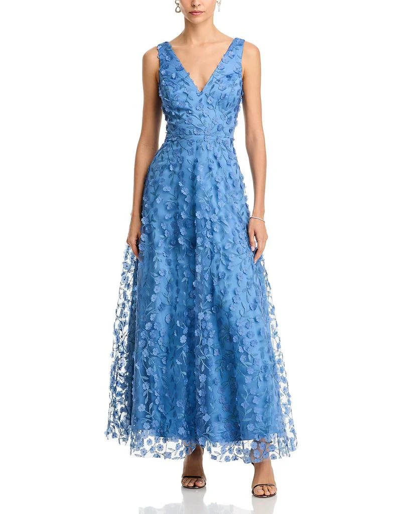 Eliza J 3D Flower V Neck Gown - Slate - 12