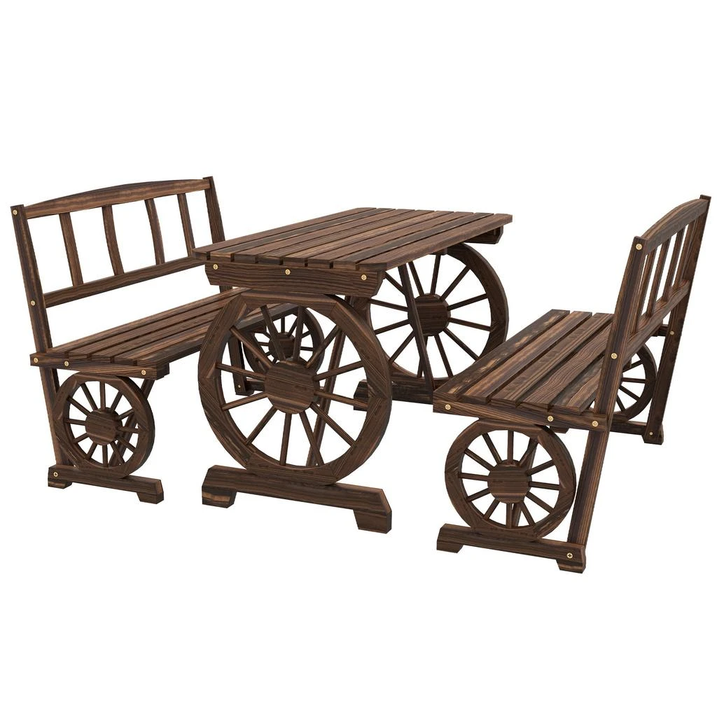 Hivvago Outdoor Dining Set for 4 with Wagon Wheel Design